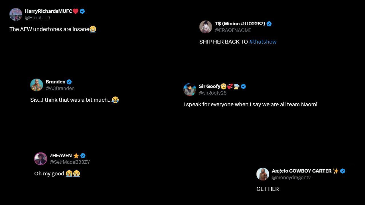 Fans react to Naomi's threat (via X)